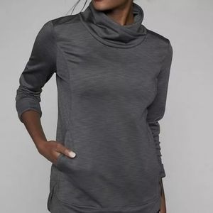 Athleta Stowe Funnel Neck Pullover Sweatshirt Dark Gray S
